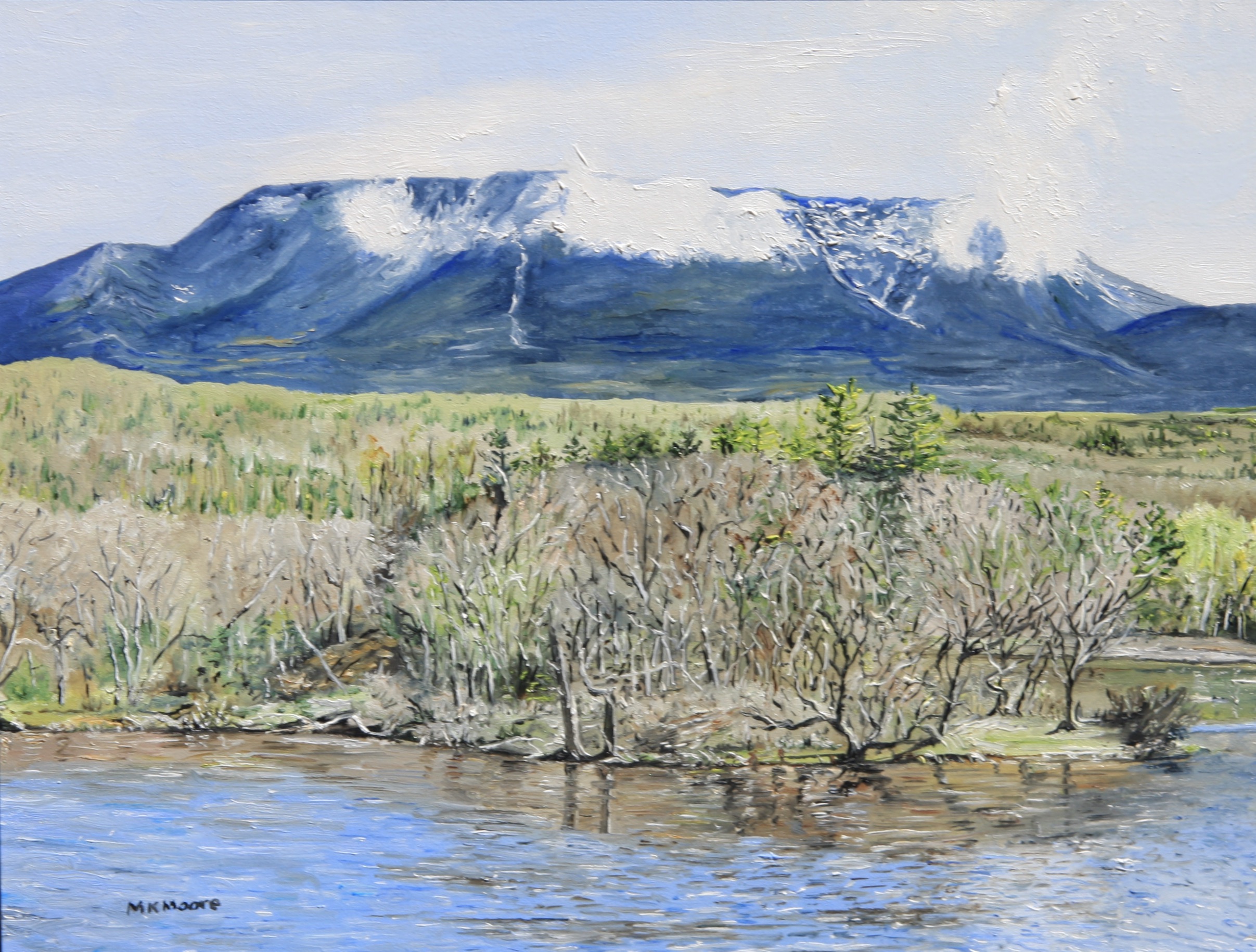 oil painting by Martha K. Moore of a view of Mt. Katahdin in Maine